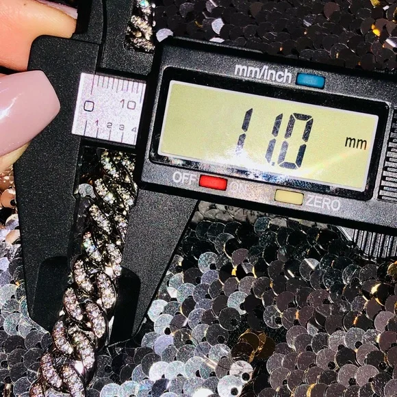 Cuban link chain for men, VVS clarity zircon crystals, heavy 10k gold vermeil - Picture 6 of 7